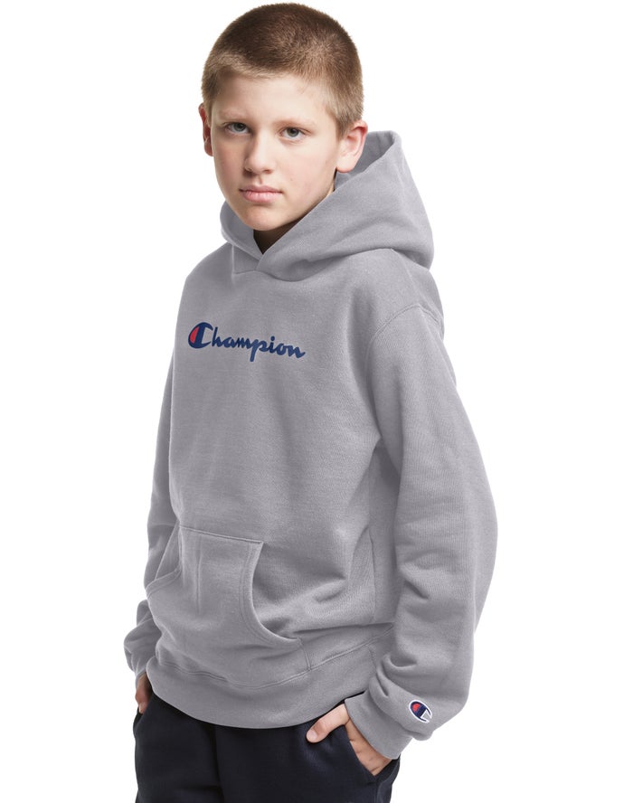 Champion Hoodie Jongens - Grijs - Pullover Script Logo ( 640573-YAN )